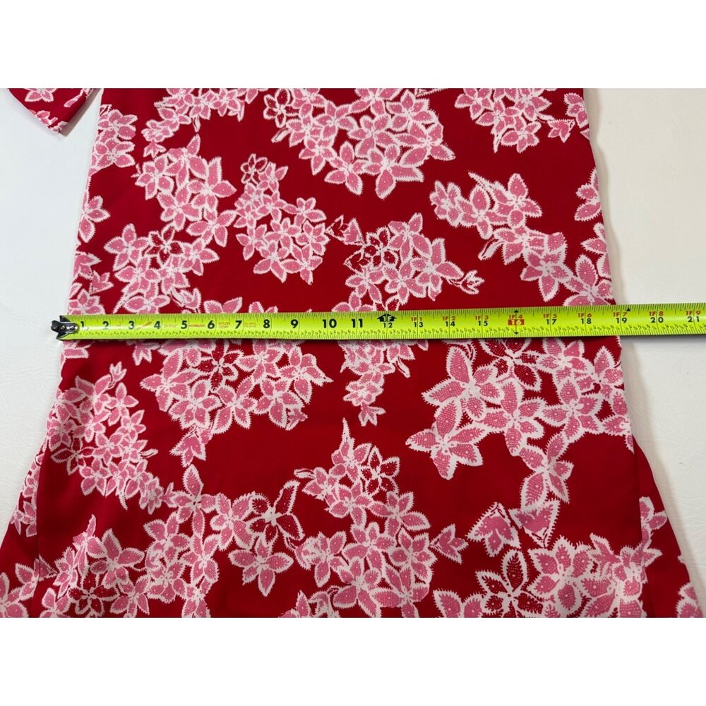 Diane Von Furstenberg Red Pink Floral Print Dress Small FLAW (bin ii89) - Picture 4 of 9
